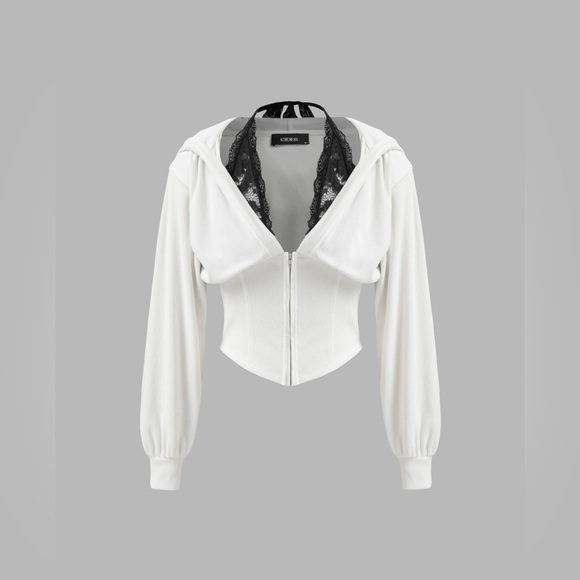 Hoodie Basic Detail Corset Zip Up main image 1